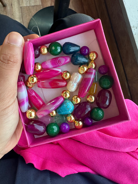 Collar Agatas Especiales De La Boss Edición Limitada Rosa