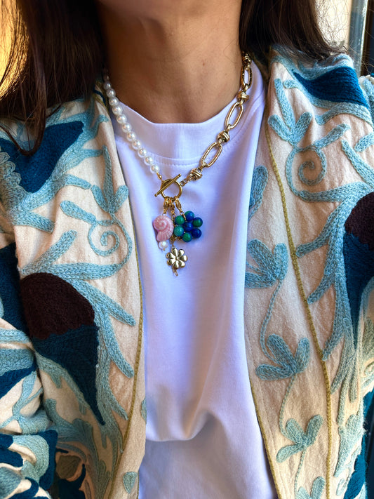 Collar Mitad Perlas Mitad Cadena De Mamá