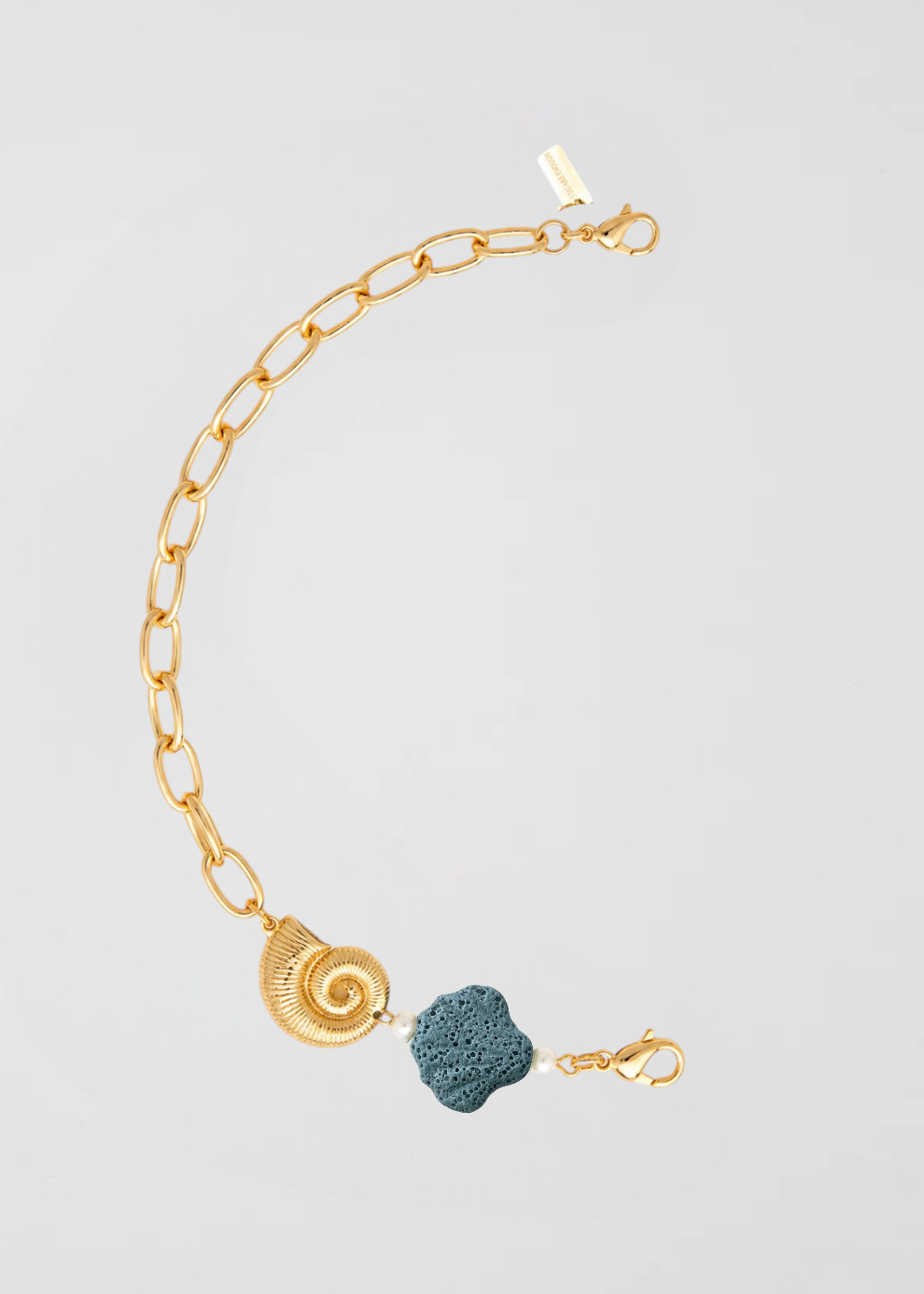 Mitad Cadena Dorada Apliques Del Mar Azul Agua