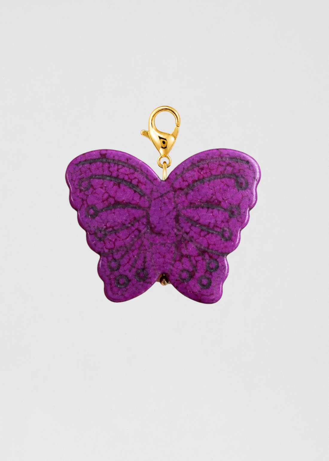 Charm Mariposa Tamaño Mediano Piedra Natural Morado