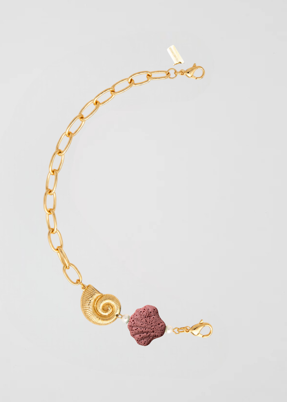 Mitad Cadena Dorada Apliques Del Mar Rosa Empolvado