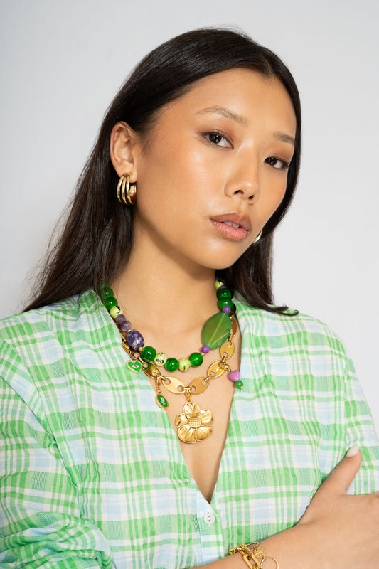 Charm Corazón Morado Y Verde