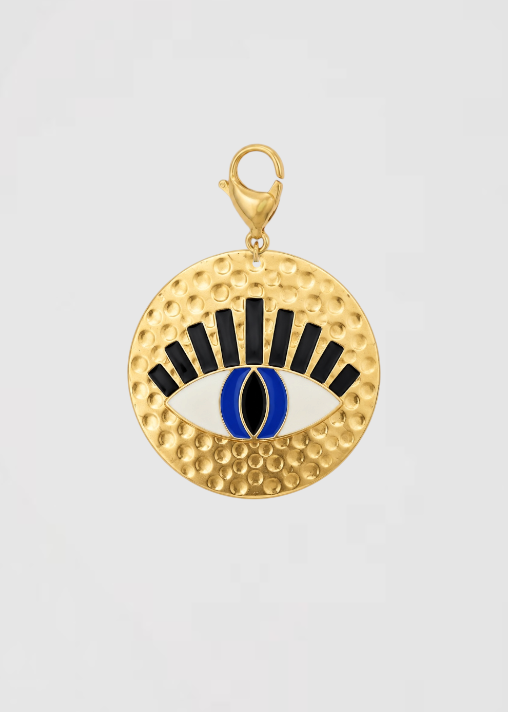 Charm Medalla Amartillada Dorada Ojo Azul De La Suerte