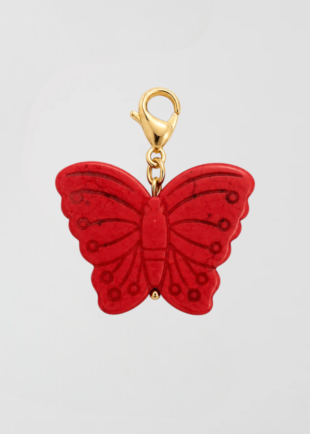 Charm Mariposa Tamaño Mediano Piedra Natural Roja