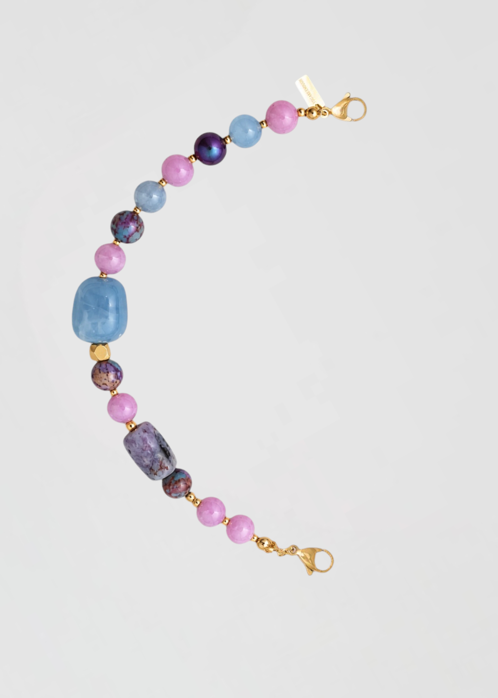 Mitad Cadena Malva Y Azul Piedras Espectaculares