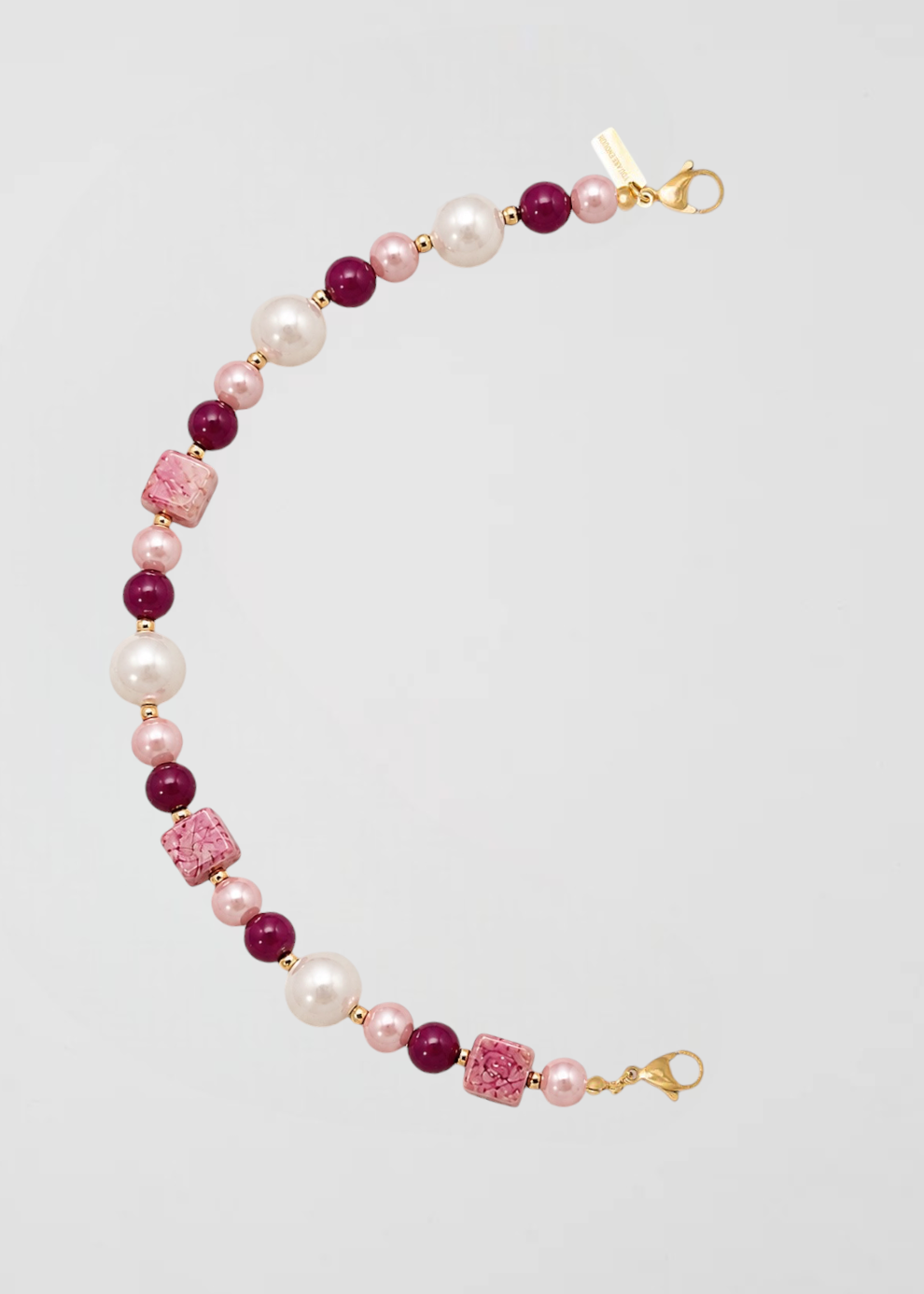 Mitad Cadena Rosa Elegante Con Perlas