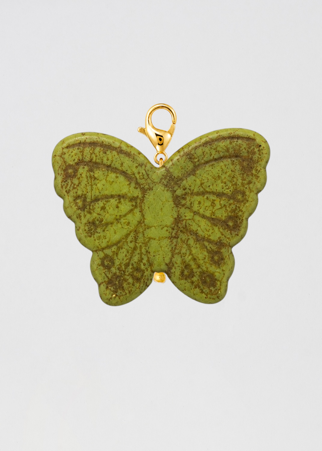 Charm Mariposa Tamaño Mediano Piedra Natural Verde