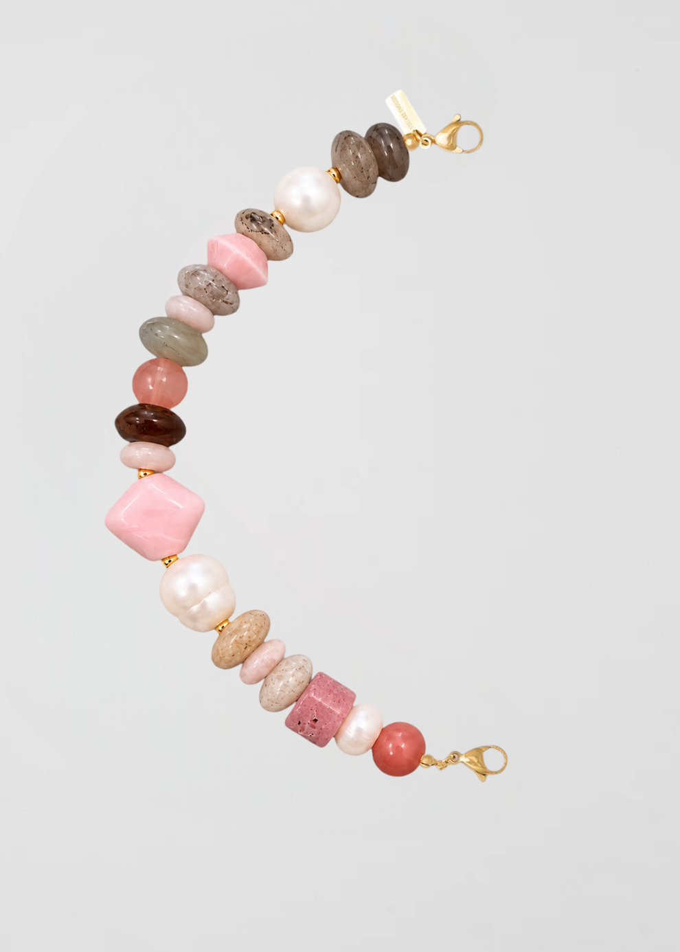 Mitad Cadena Pastel Rosa, Moca Y Gris