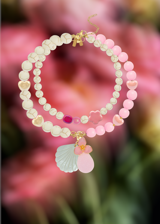 Collar Rosa Flores De La Felicidad