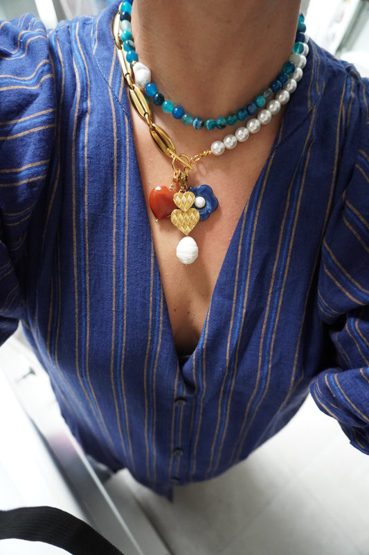 Charm Corazones Y Perla