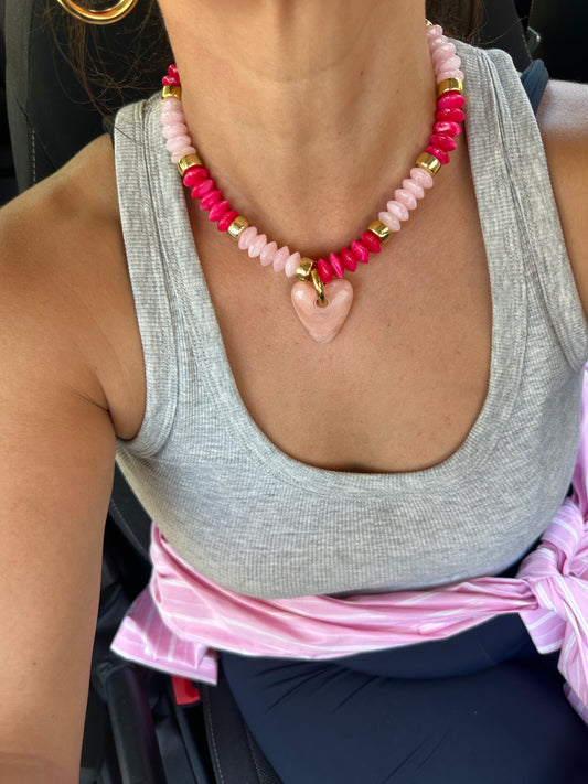 Charm Corazón Con Aplique Enbellecido Rosa