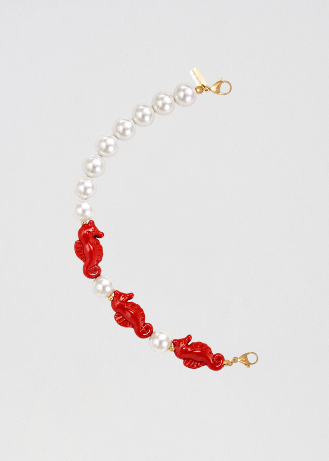 Preventa Mitad Cadena Caballitos Rojo Mini Con Perlas