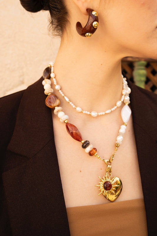 Ibizan Sun and Brown Gold Charm