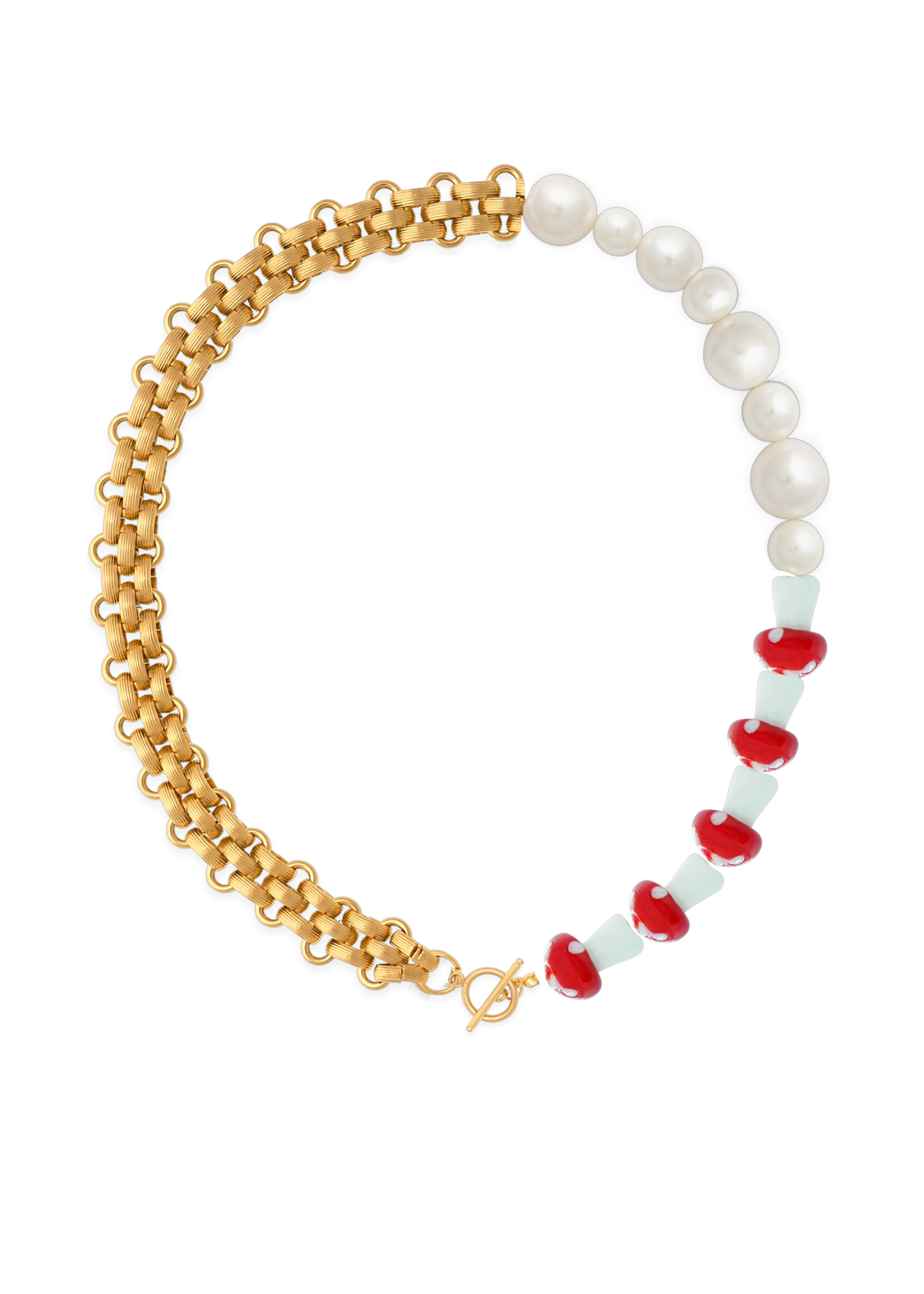 Collar Colores Y Perlas Setitas Rojas