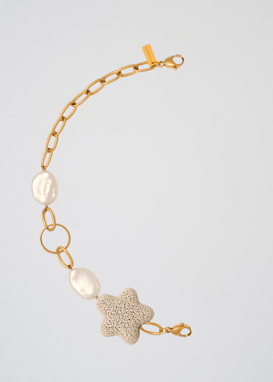 Half Fine Chain Applique Pearls And Star Beige