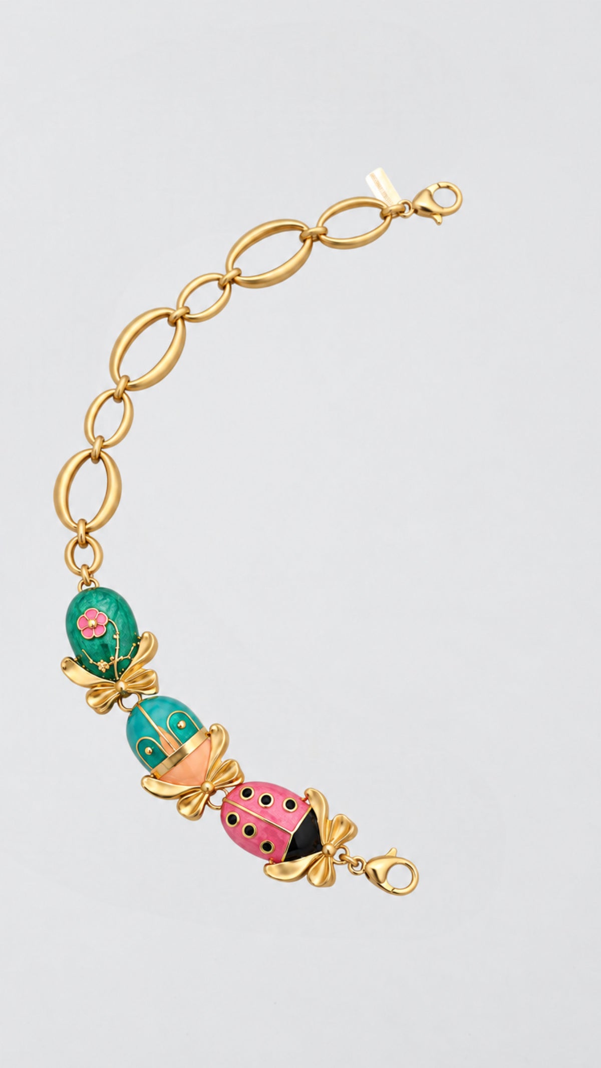 Mitad Cadena Mariquitas Apliques Rosa Verde Y Turquesa Perfecta _ EDICIÓN MUY LIMITADA