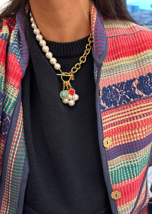 Collar Mitad Perlas Mitad Cadena, UN BÁSICO Que Triunfa