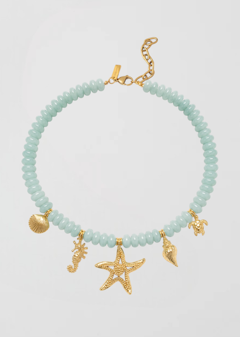 Collar Rondeles Con Apliques Verde Agua