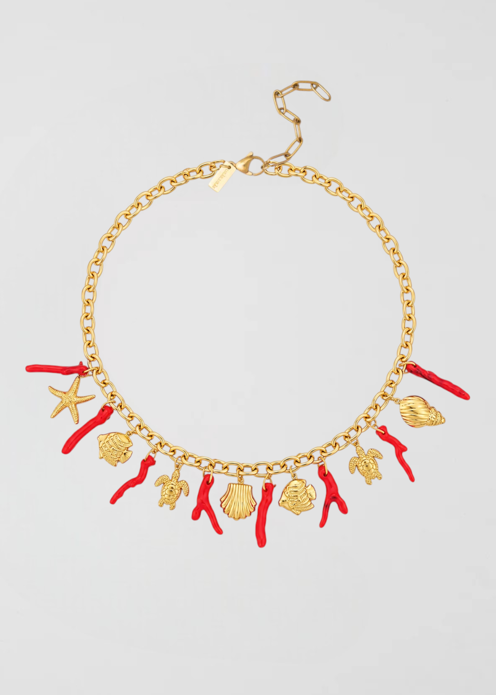 Cadena Corales Rojos Y Amuletos