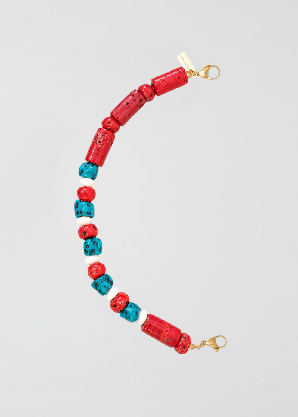 Mitad Cadena Rústica Turquesa Y Rojo