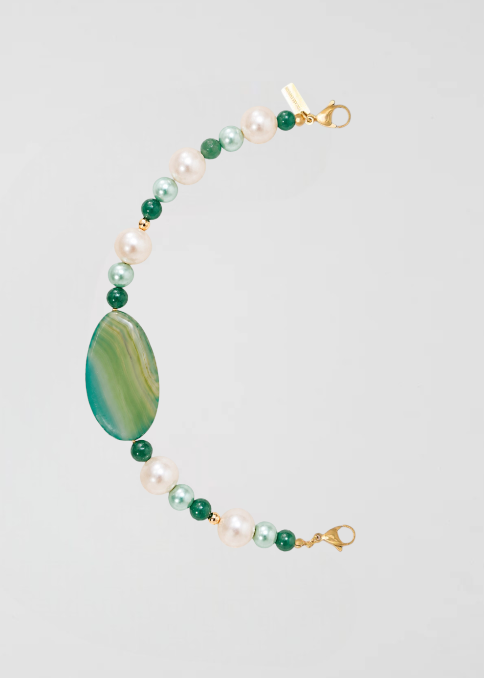 Mitad Cadena Verdes Elegantes Y Perla