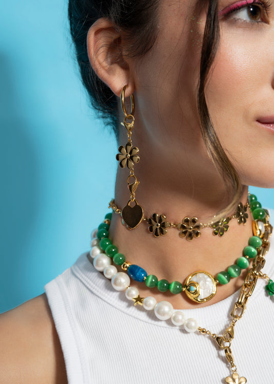 Pearls And Stars Half Chain