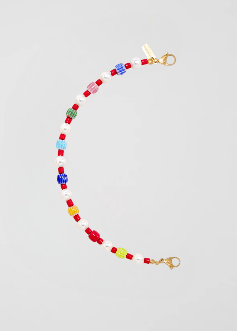 Mitad Cadena Fina Multicolor Con Perlas