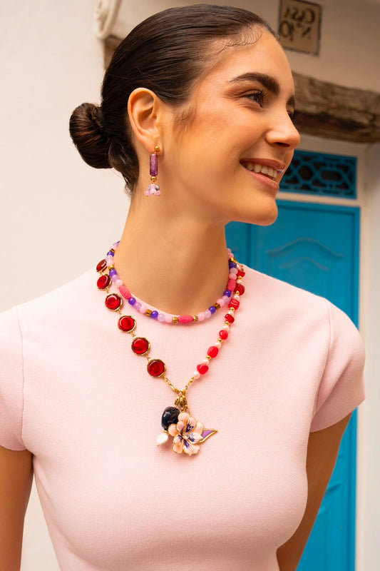 Pendientes Malva Y Rosa
