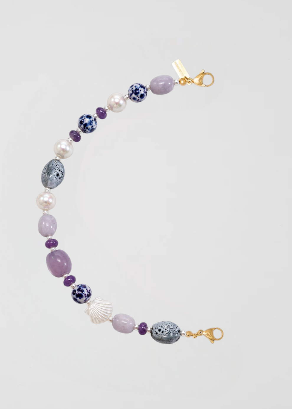 Mitad Cadena Lila Con Perlas