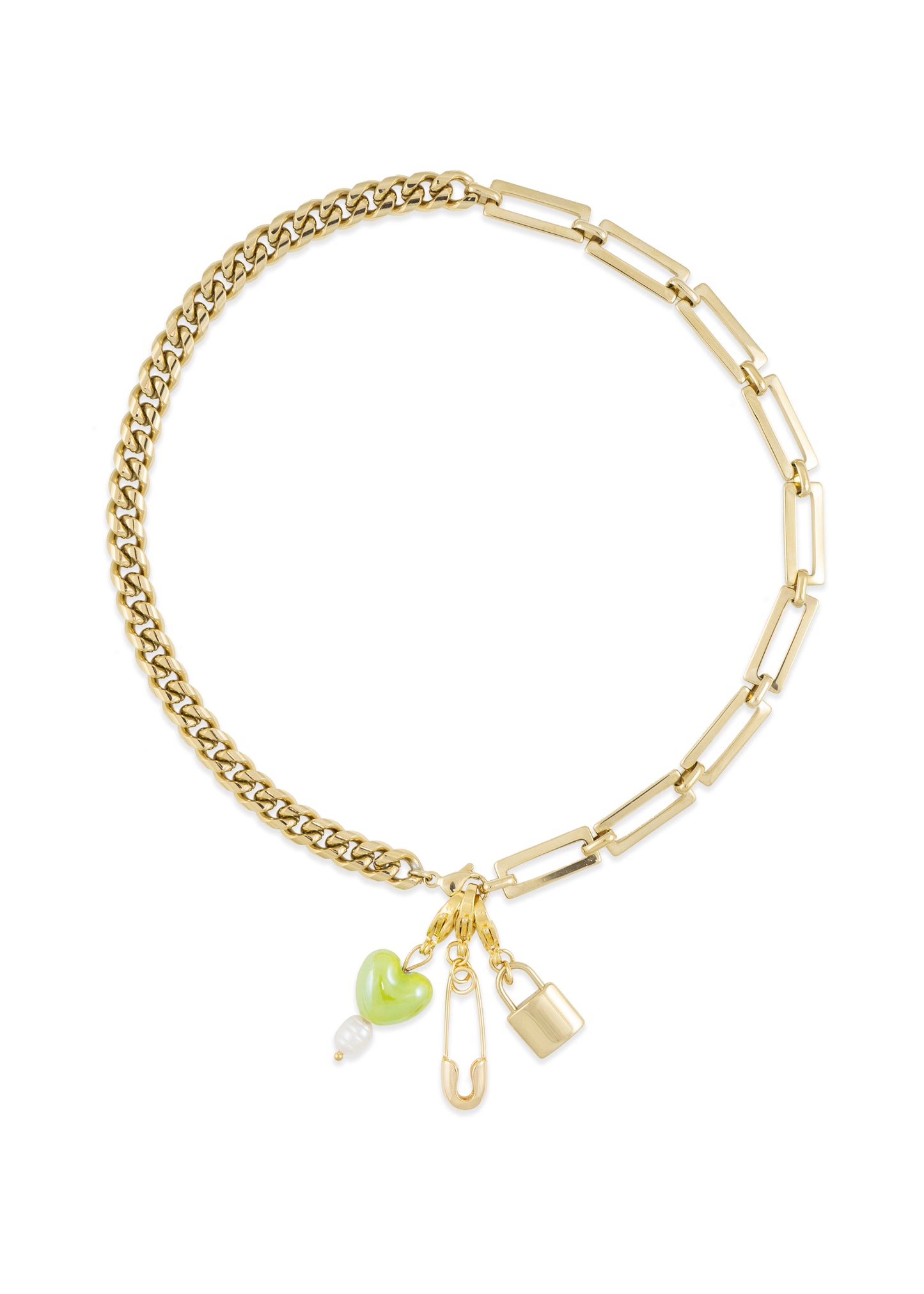 Corazón Verde con Perla Charm