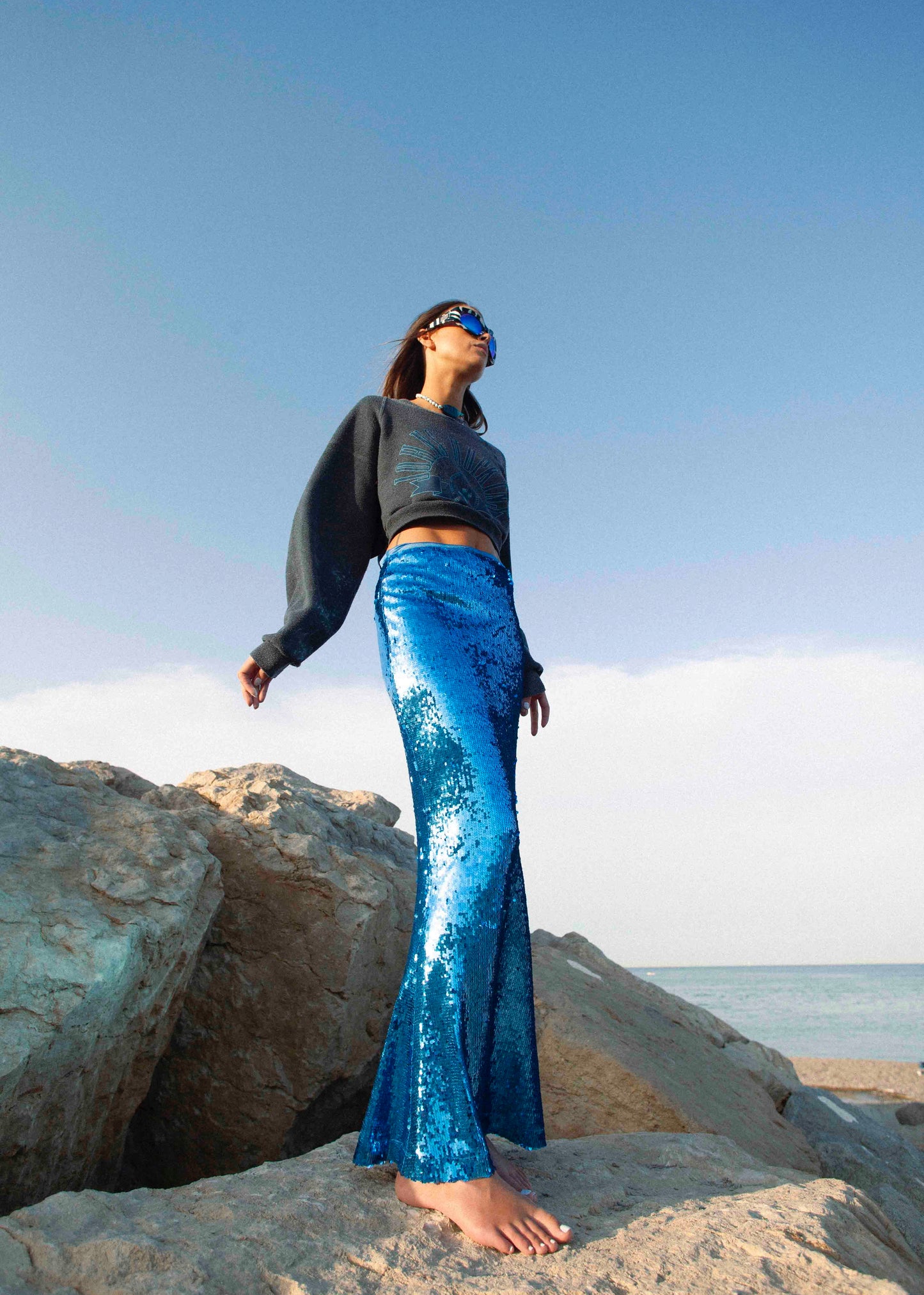 Collar Swimming In The Ocean