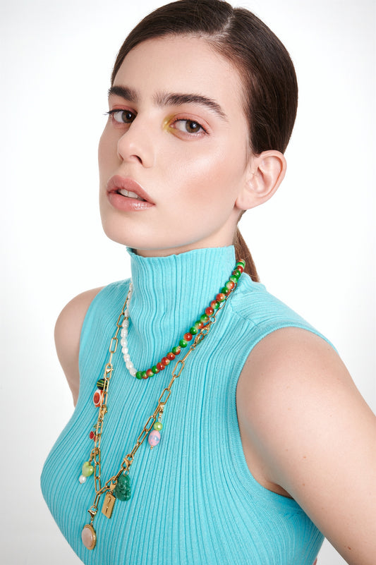 Charm Corazón Verde con Perla