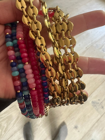 Collar Fino Mitad Cadena Mitad Rondelle