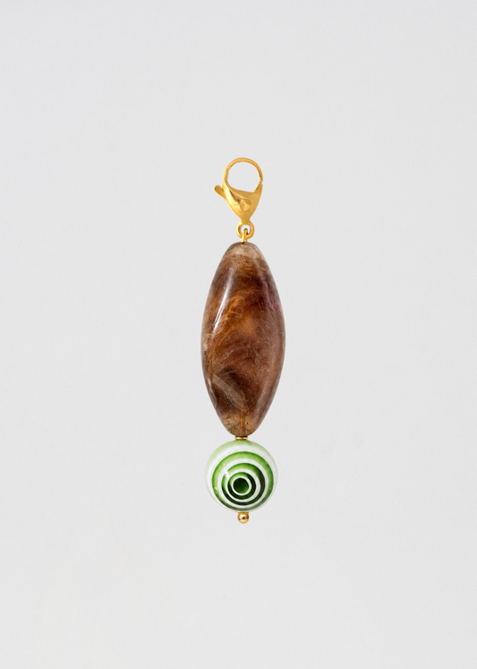 Charm Barra Espiral Marrón Y Verde