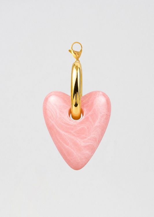 Charm Corazón Con Aplique Enbellecido Rosa