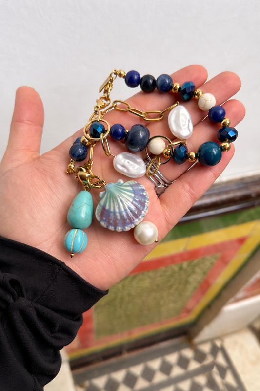 Charm Barra Perla Turquesa Piedra Semipreciosa