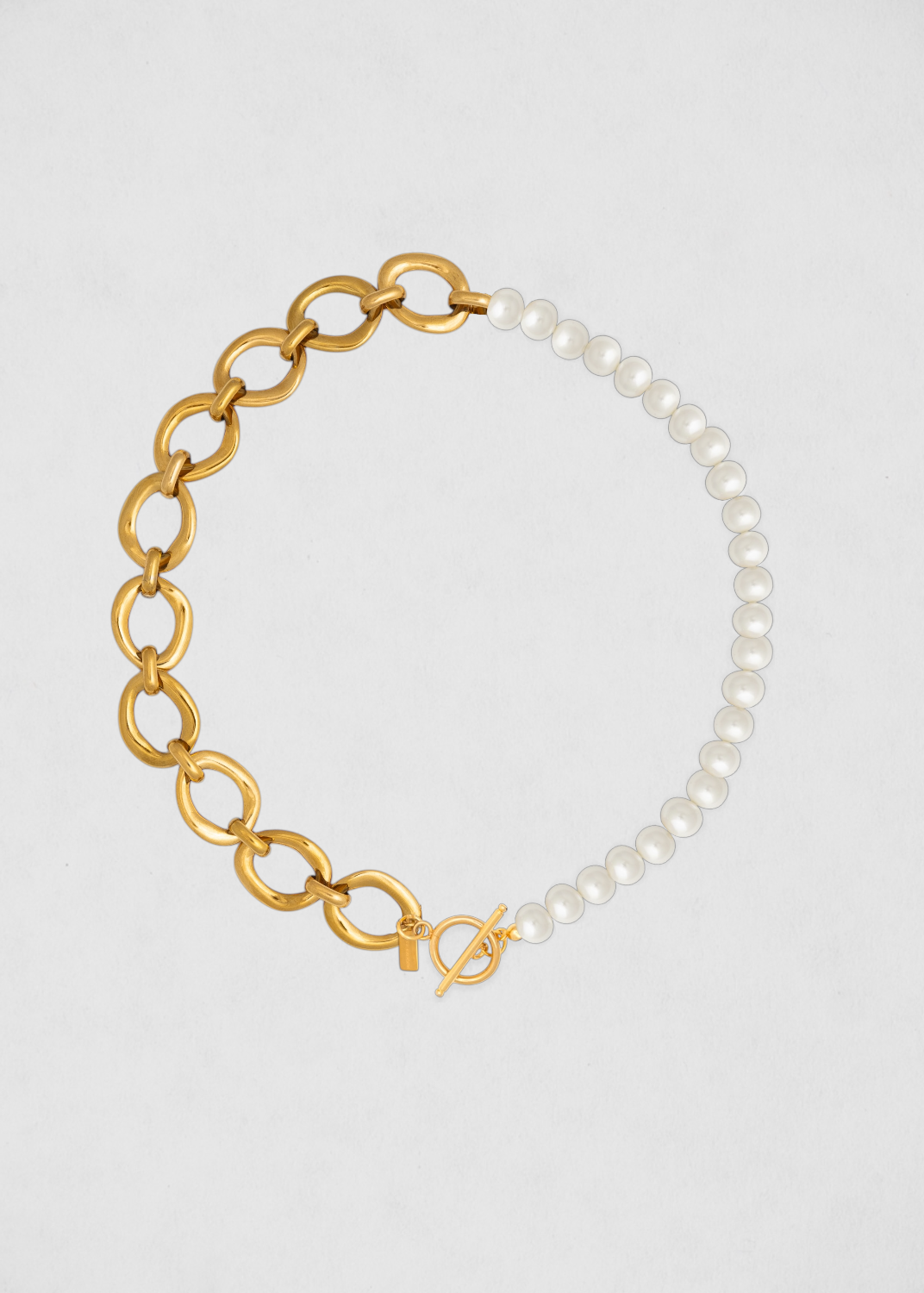 Cadena Mitad Dorada Mitad Perlas Cool