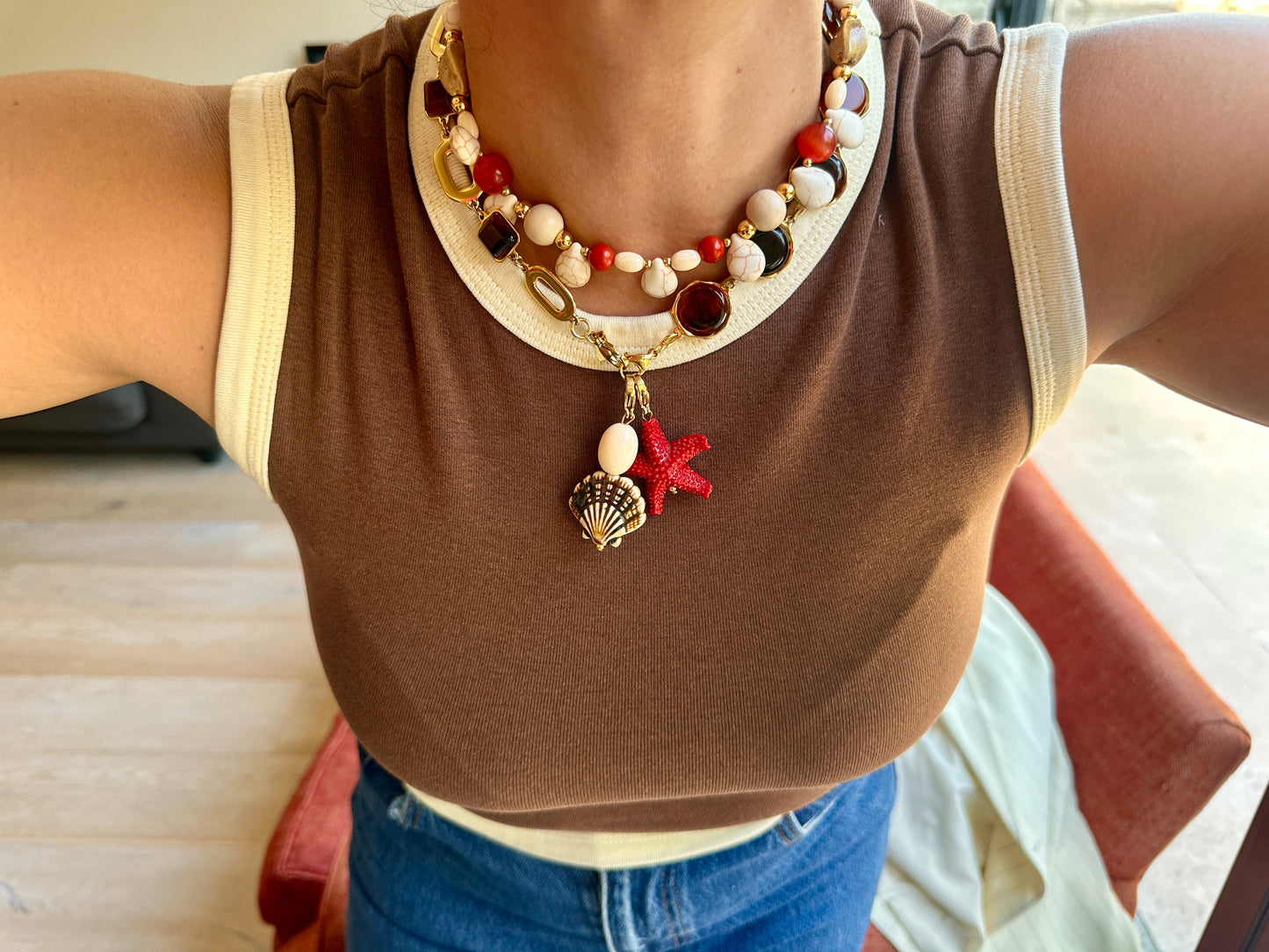 Charm Barra Perla Beige Marfil Shell