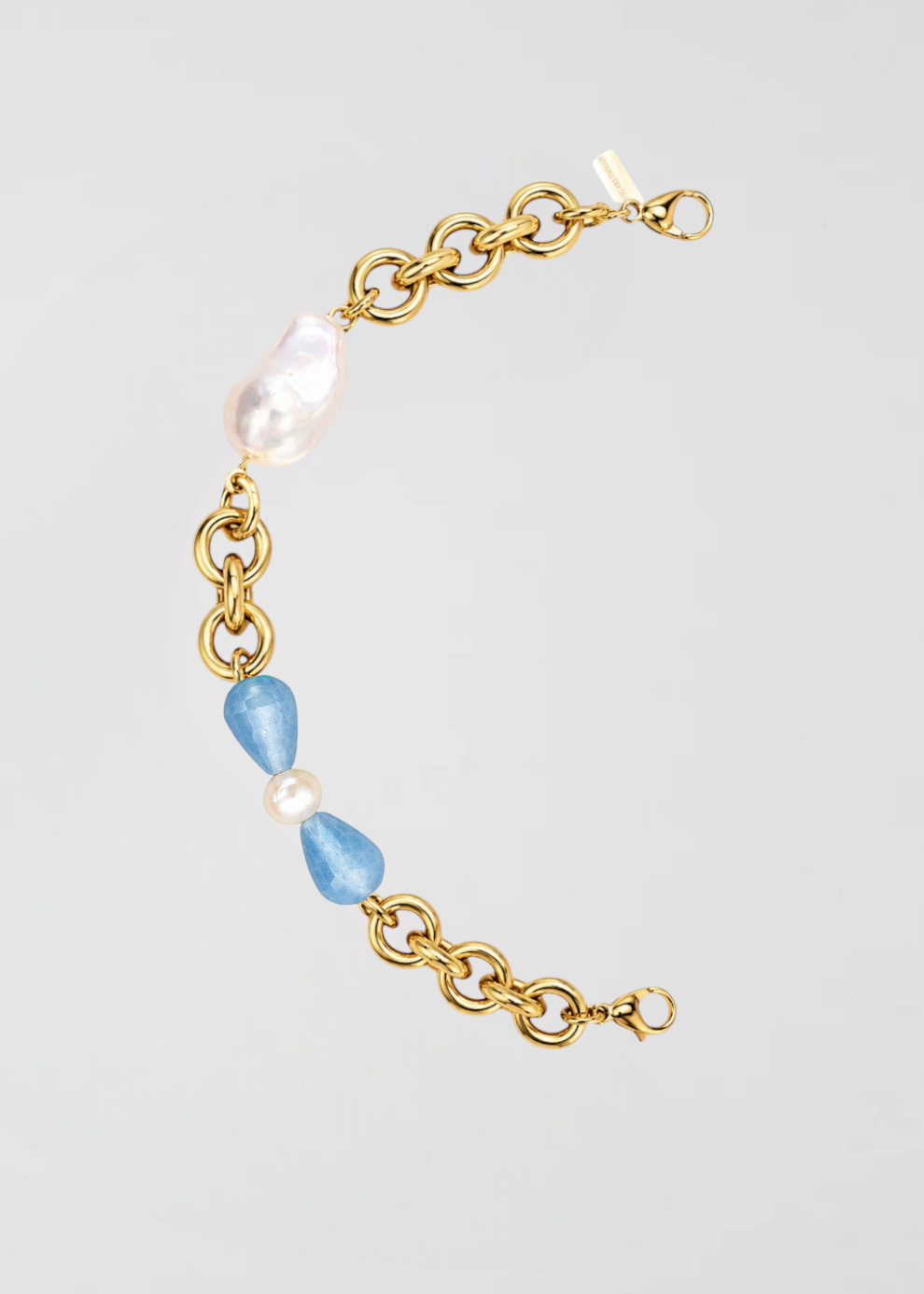 Mitad Cadena Apliques Piedras Preciosas Vintage Celeste Y Su Perla Edición Limitada De La Boss