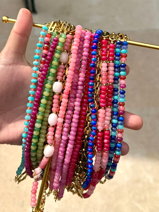 Collar Fino Mitad Cadena Mitad Rondelle