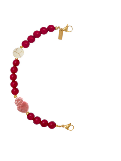 Mitad Cadena Cereza Corazón Rosa