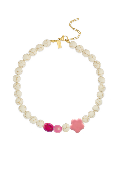 Collar Rosa Flores De La Felicidad