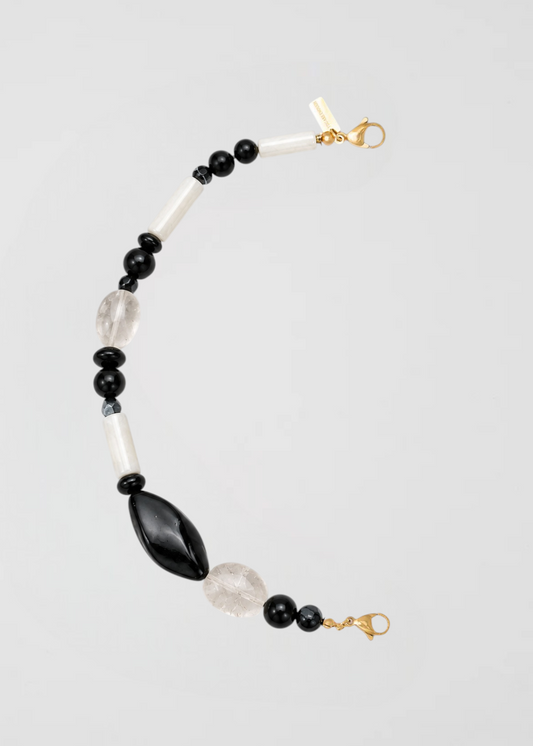 Mitad Cadena Negro Y Blanco Elegante