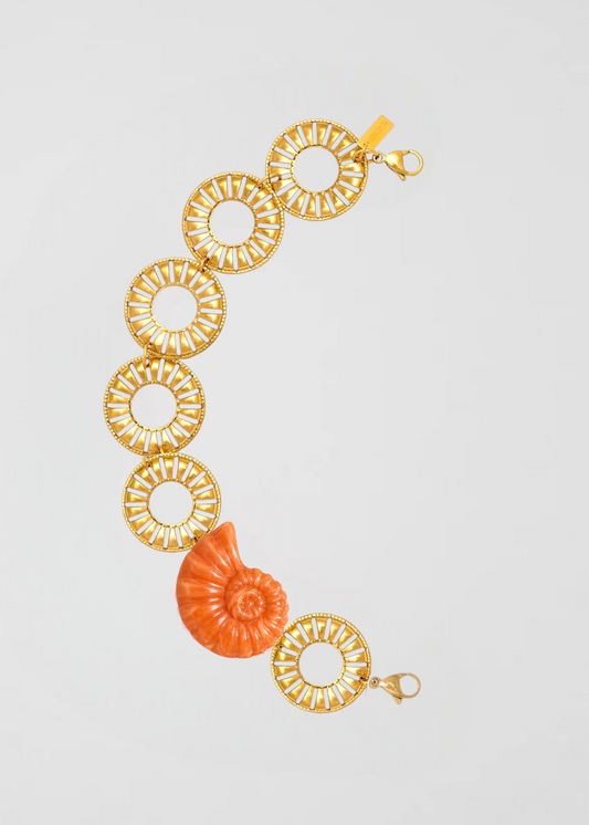Mitad Cadena Apliques Vintage Caracola Naranja