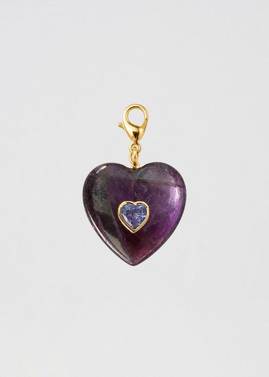 Preventa Charm Corazón Piedra Semipreciosa Espectacular Morado