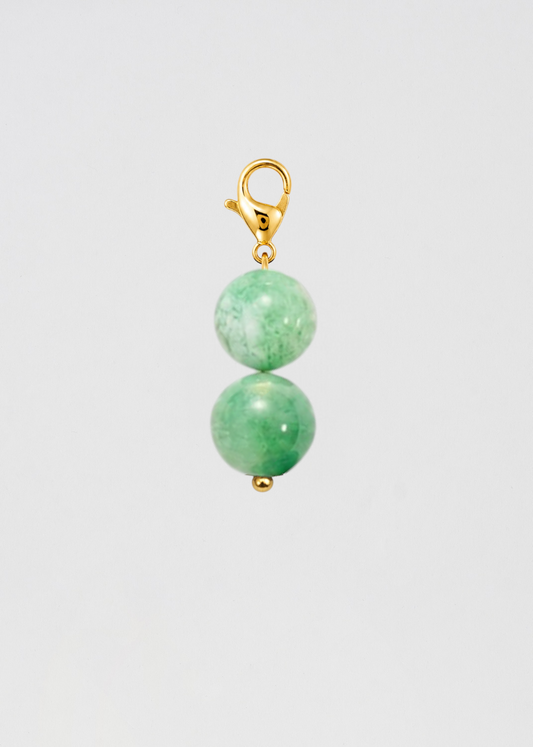 Charm Doble Perla Verde Preciosa