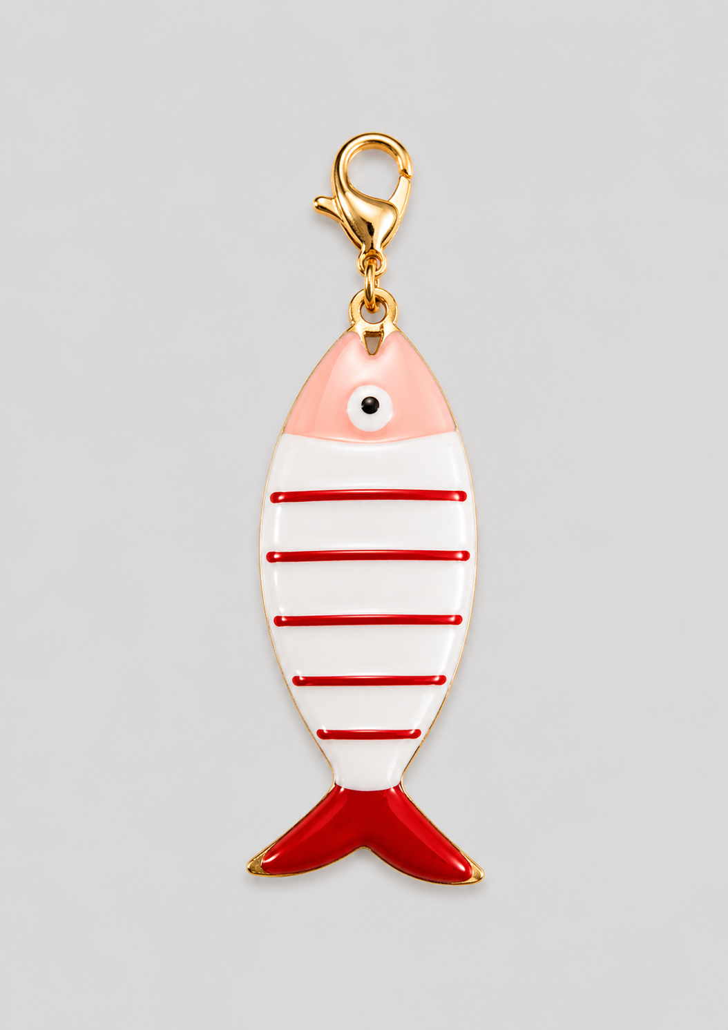 Charm Pez A Rayas Rojo Rosa