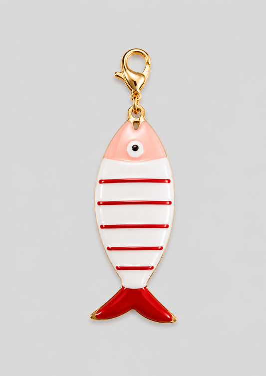 Charm Pez A Rayas Rojo Rosa