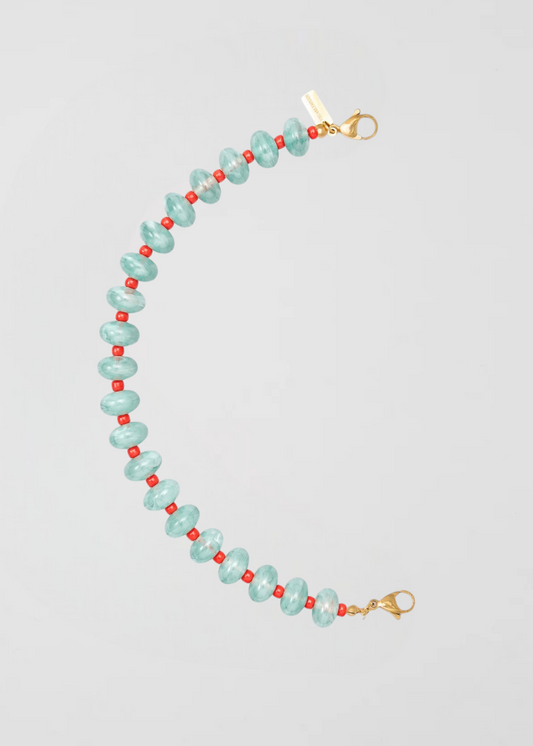 Mitad Cadena Rondelle Fav Boss Turquesa Agua Y Coral