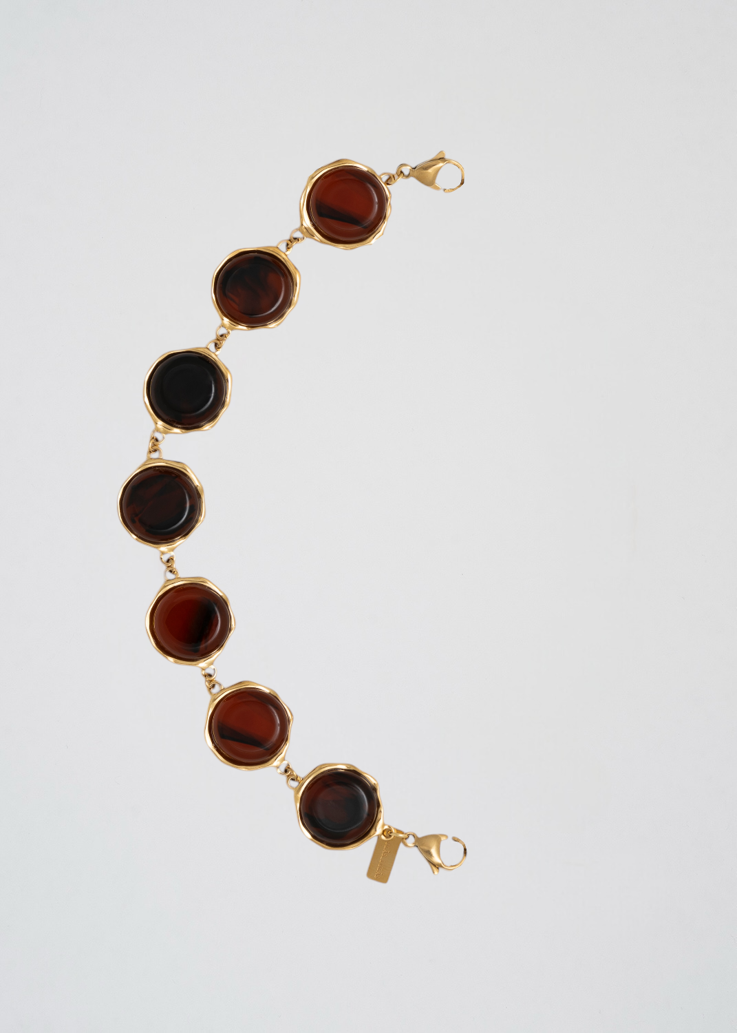 Mitad Cadena Fina Apliques Redondos Marrón